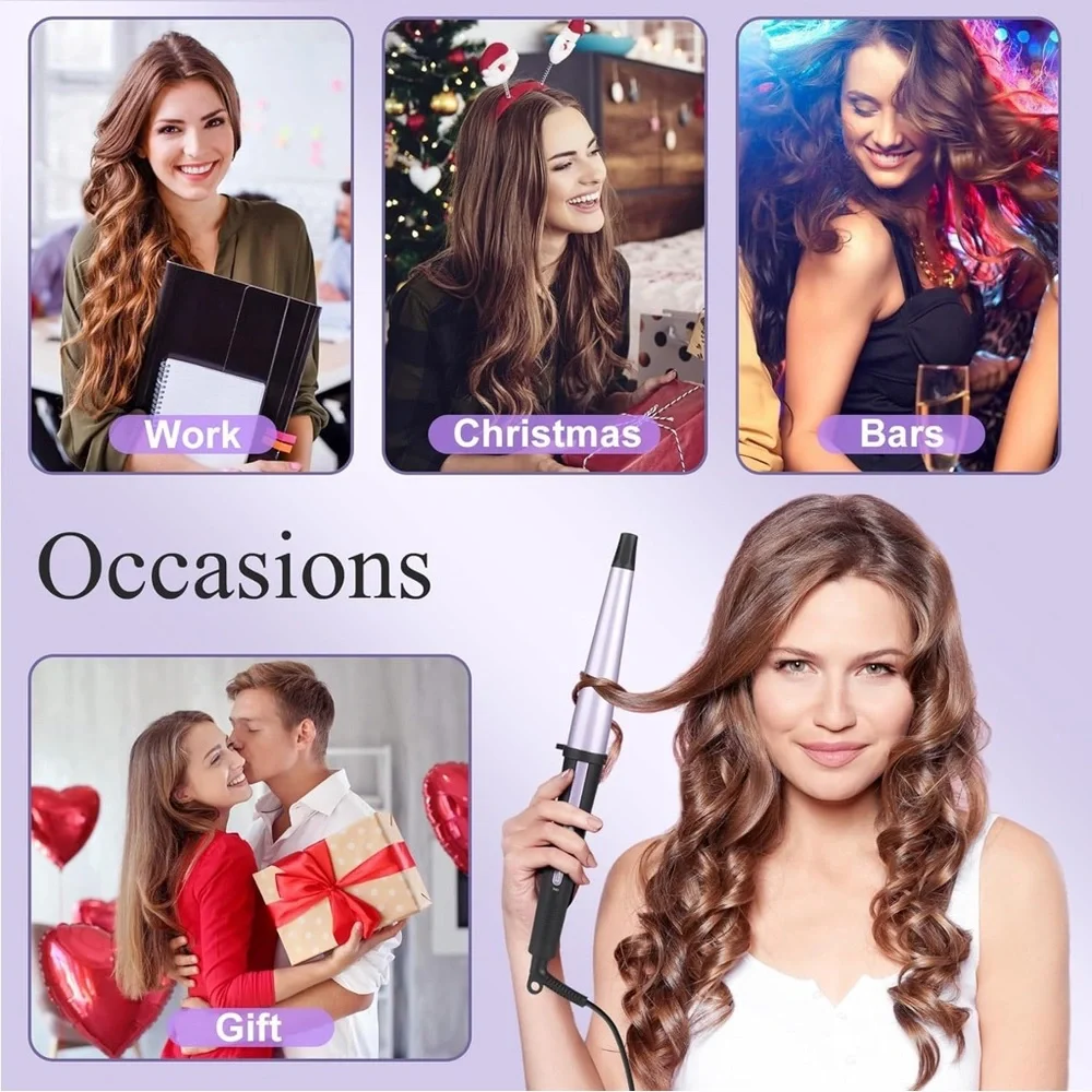 Hair Curling Wand Tapered Curling Iron Professional Ceramic Curler Dual Voltage